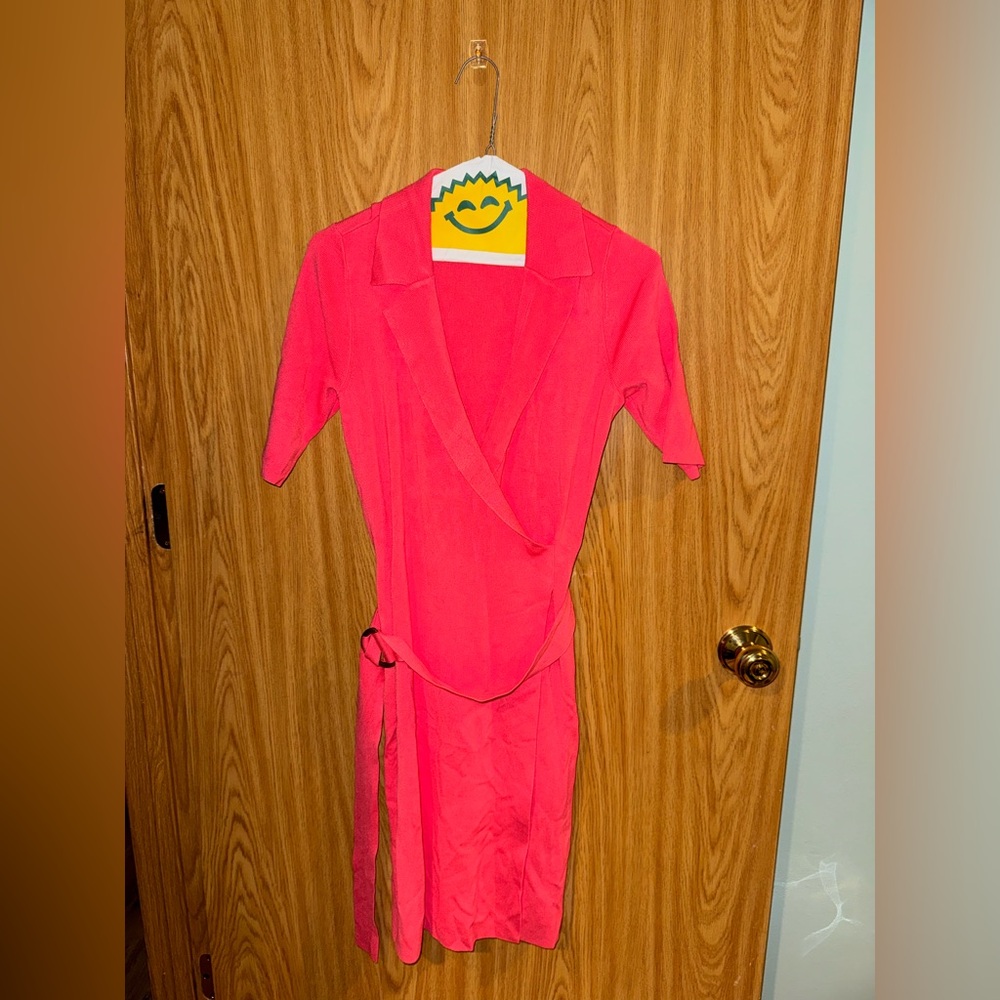 Elegant Pink Wrap Dress